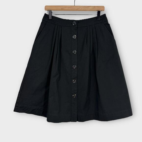 Trina Turk Dresses & Skirts - Trina Turk Women’s Size 8 Medium Black Cotton Blend Button Front A Line Skirt